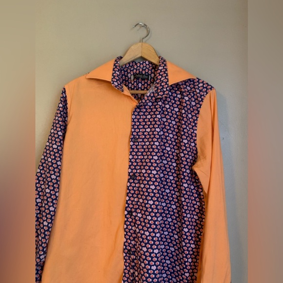 Satoria napoletana button down shirt mixed prints made in Italy - Picture 4 of 8